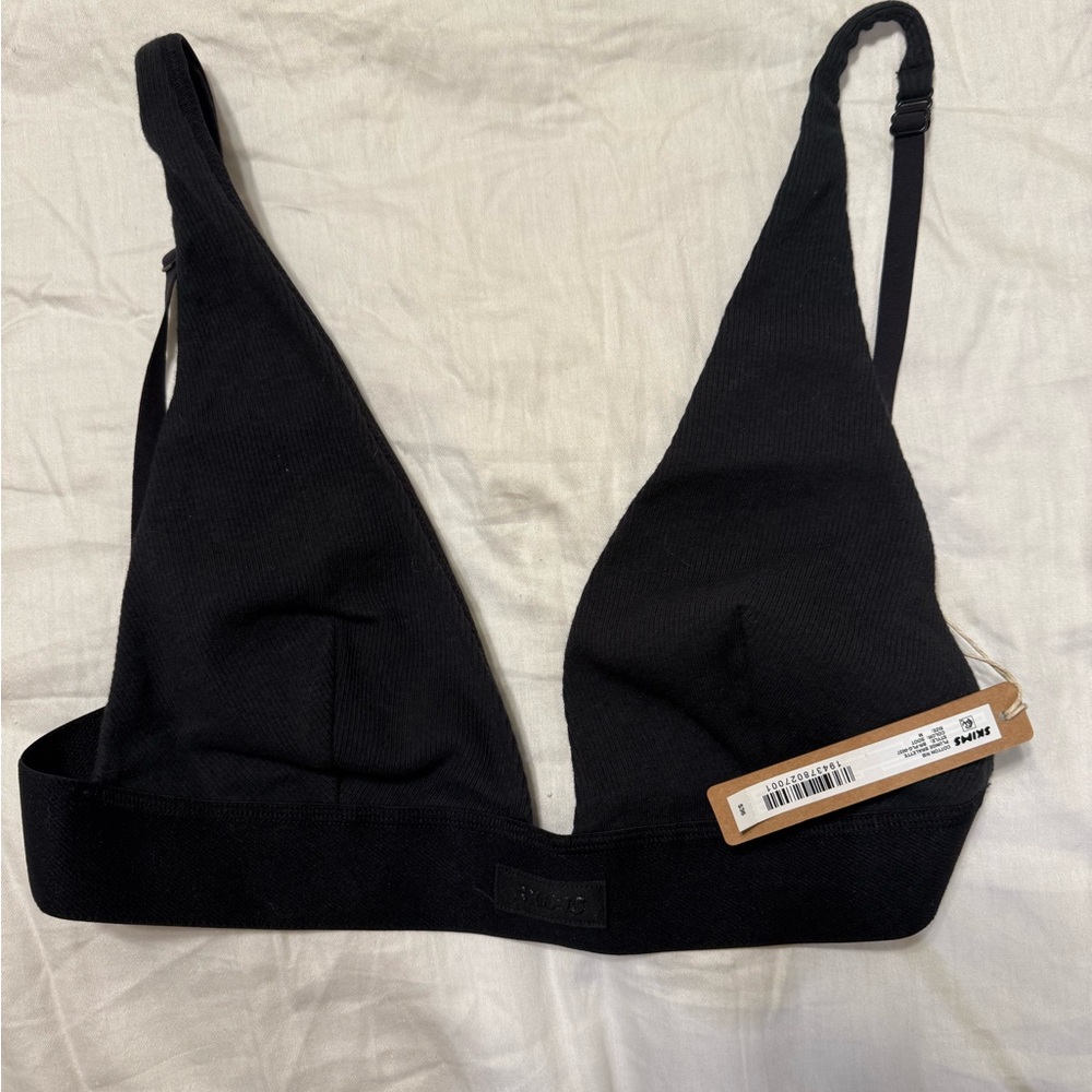 Black Women's Bralette cotton rib skims
